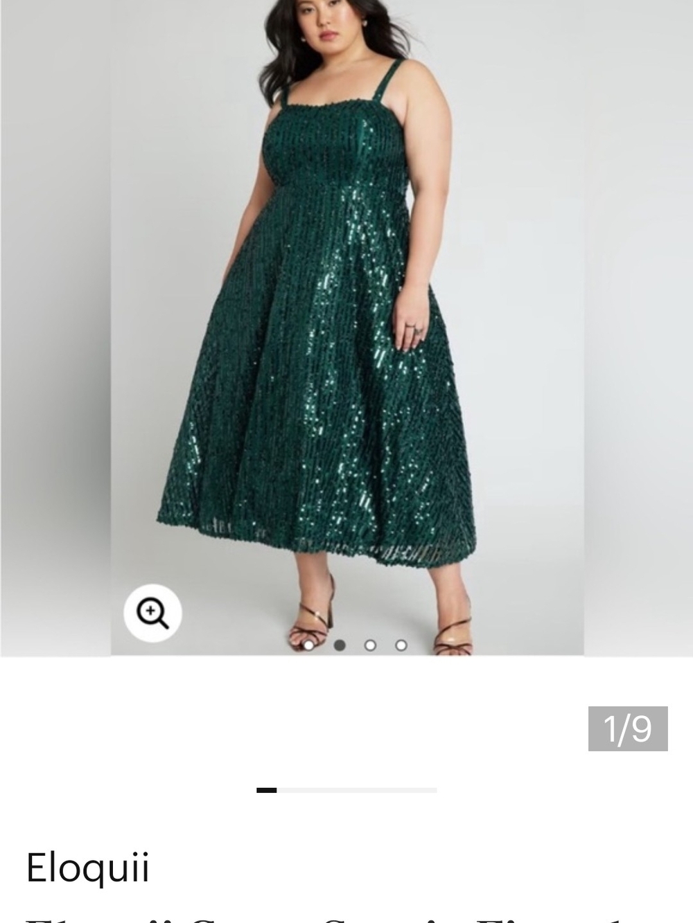 Nwt Eloquii Dark Emerald Sequin Midi Dress
